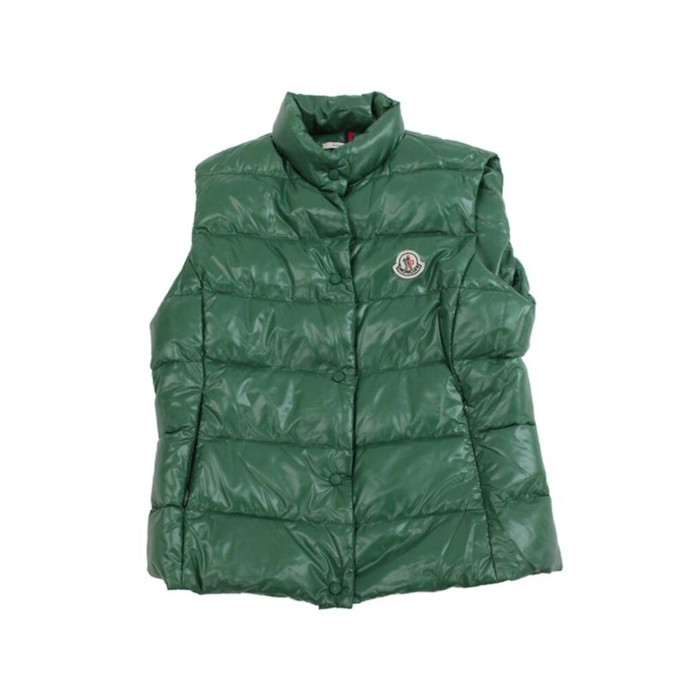 Moncler Unisex Quilted Puffer Jacket Green Button High Neck Size 2